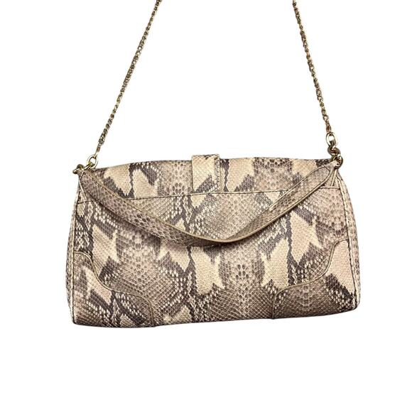 Cole Haan Snake Animal Print Embossed Leather Baguette Handbag Clutch - Picture 6 of 10